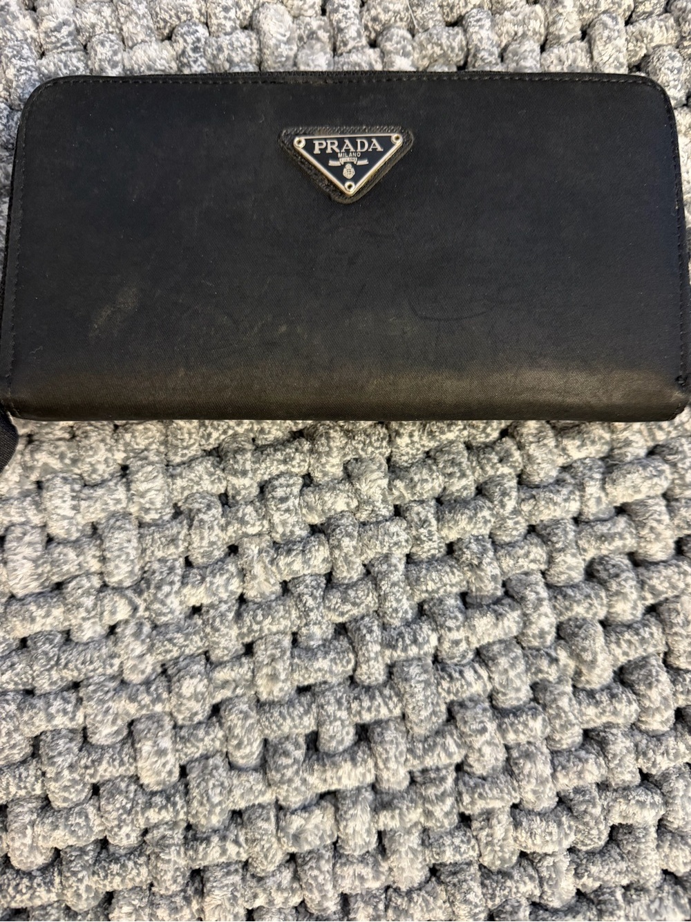 Prada Black Triangular Logo Pouch